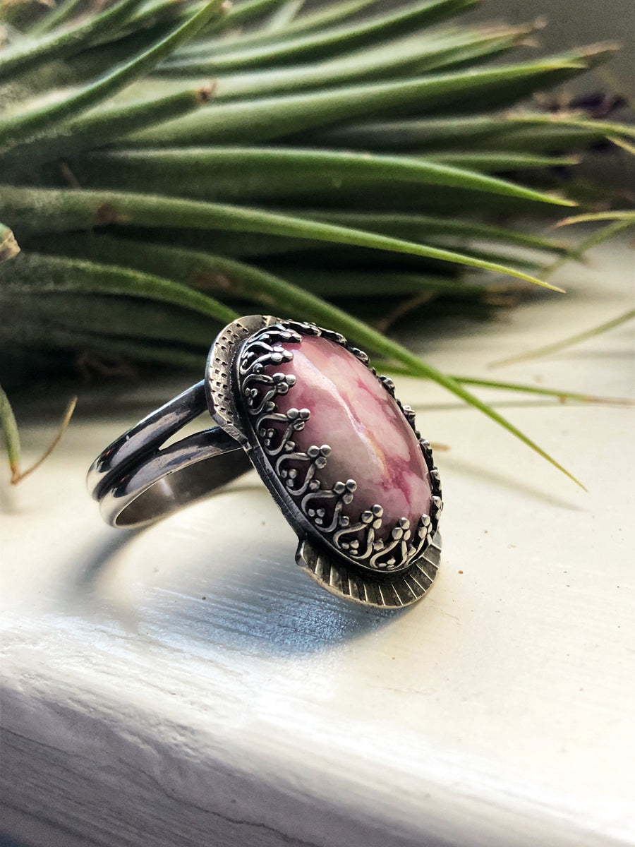 Turquoise Heart Blossom Ring (7.25) – Crow Totem Arts by B. Worsfold