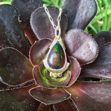 Load image into Gallery viewer, Black opal teardrop necklace