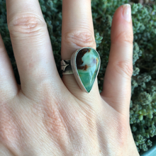 Load image into Gallery viewer, Chrysoprase Holly Ring modeled on hand