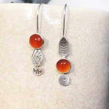 Load image into Gallery viewer, Asymmetrical Carnelian Earrings