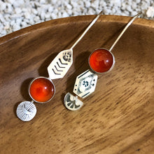 Load image into Gallery viewer, Asymmetrical Carnelian Earrings