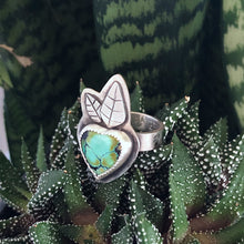 Load image into Gallery viewer, Turquoise Heart Blossom Ring, sterling silver, right view