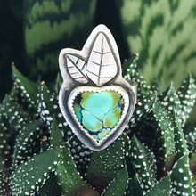 Load image into Gallery viewer, Turquoise Heart Blossom Ring front view