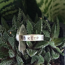 Load image into Gallery viewer, Turquoise Heart Blossom Ring stamped band details