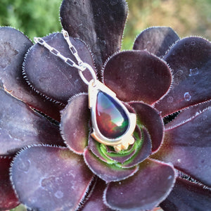 teardrop black opal necklace