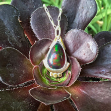 Load image into Gallery viewer, Black opal teardrop necklace
