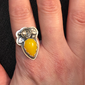 Yellow Opal Flower Ring (8)