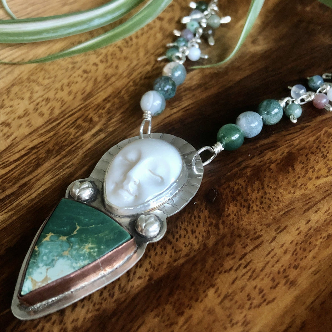 Goddess Green turquoise silver necklace