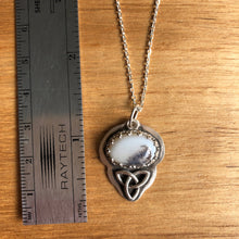 Load image into Gallery viewer, dendritic agate triquetra pendant
