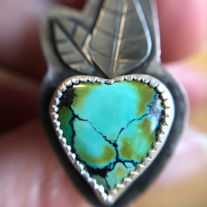 Turquoise Heart Blossom Ring close up of hubei turquoise heart